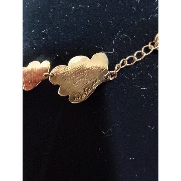 🌿 Lili la Pie French Designer Gold-Tone Leaf Linked Bracelet - Picture 7 of 8